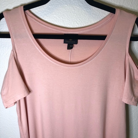 M Collection Baby Pink Cold Shoulder Top Size Small - Picture 4 of 7